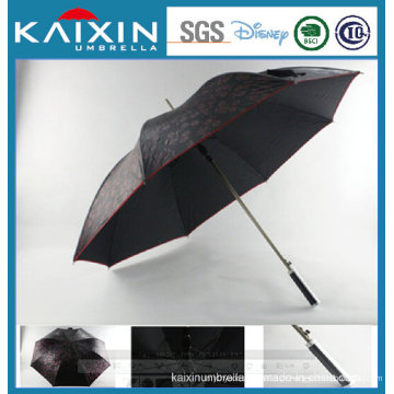 Auto Open Golf Straight Umbrella com Embossment Flor